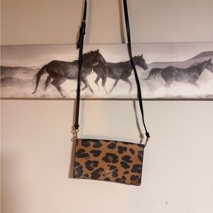 Coach Tan and Black Animal Print Crossbody Bag